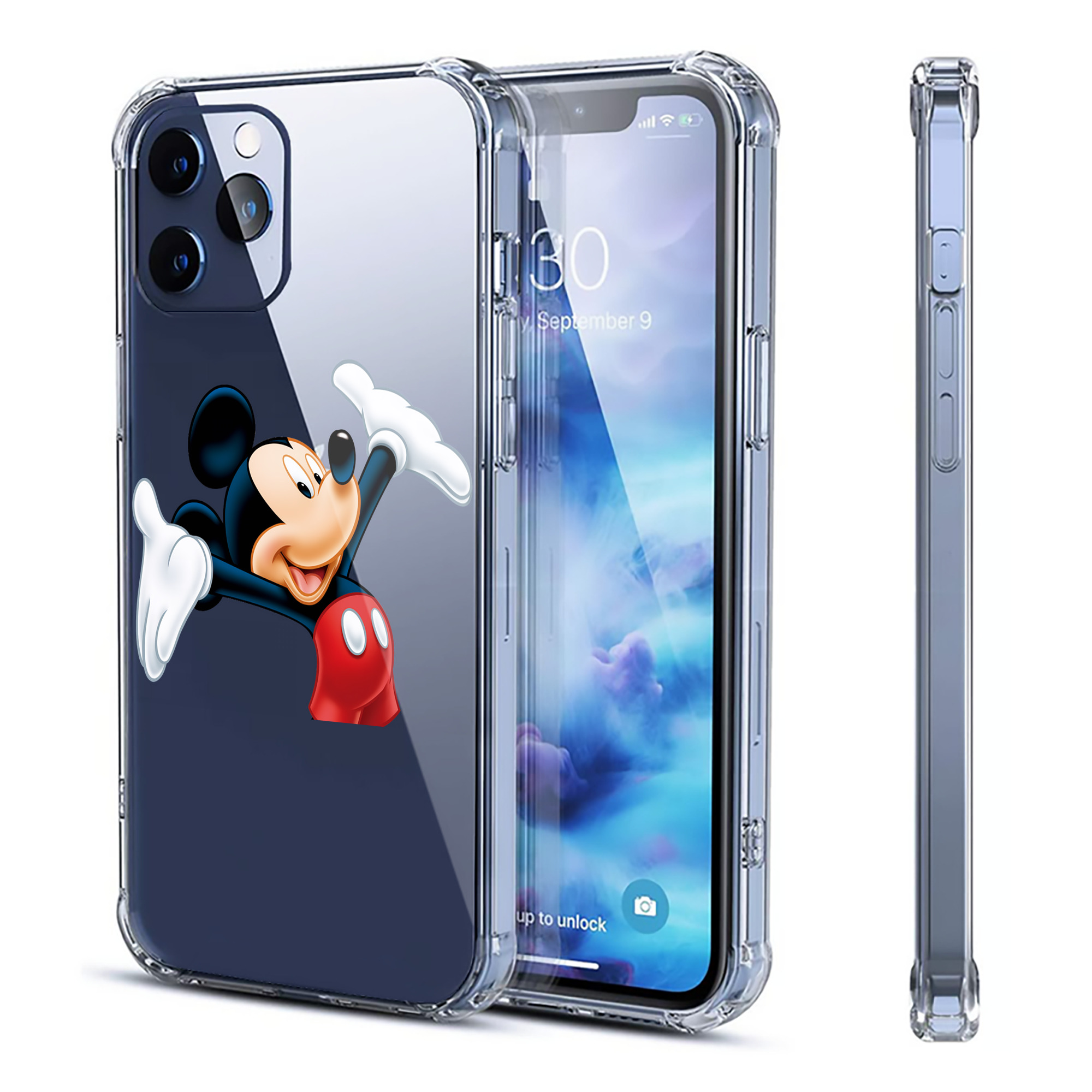 （画像用） ミッキーマウス Mickey Mouse 【iPhone 12シリーズ対応】透明スマホケース（クリアソフトケース）
